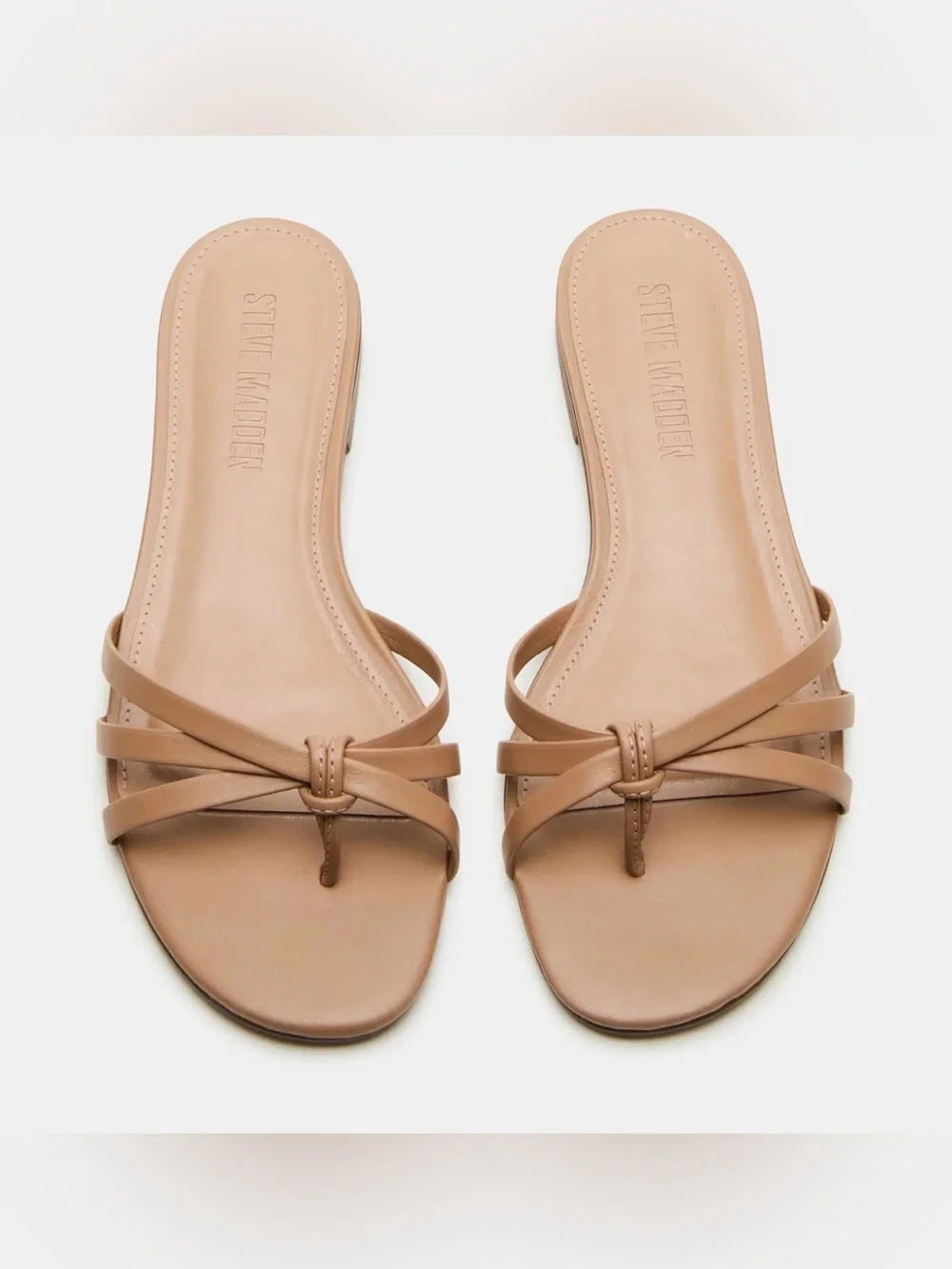 Steve Madden Calissi Beige Strappy Slide Sandals